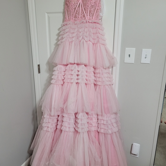 Sherri Hill 55682 Elegant Pink Strapless Dress - Picture 3 of 3